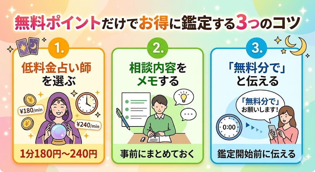 無料ポイントだけでお得に鑑定する3つのコツ