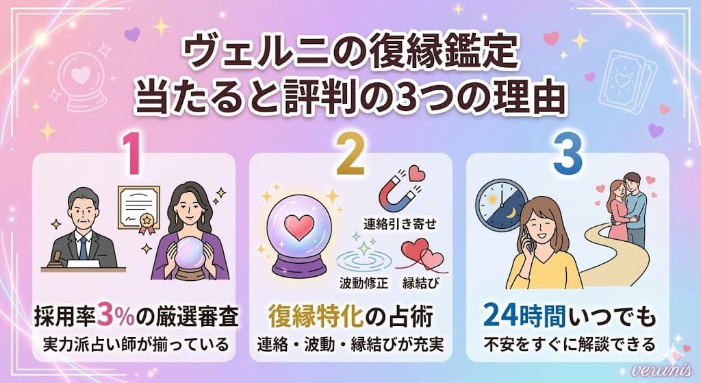 ヴェルニの復縁鑑定が当たると評判の3つの理由