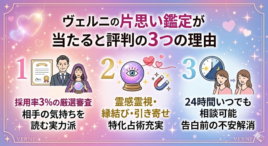 ヴェルニの片思い鑑定が当たると評判の3つの理由