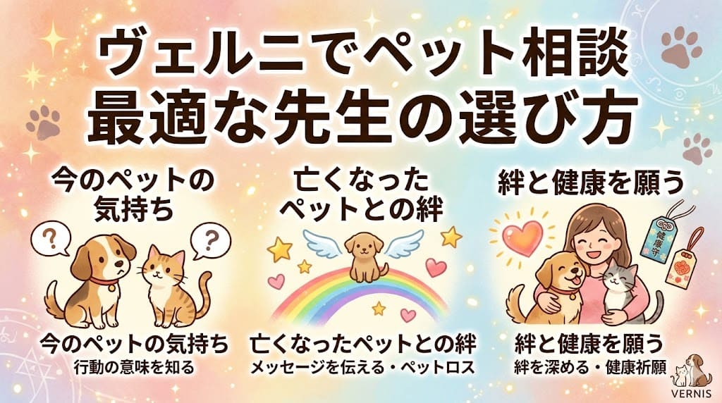 悩みのタイプ別！ヴェルニでペット相談に最適な先生の選び方