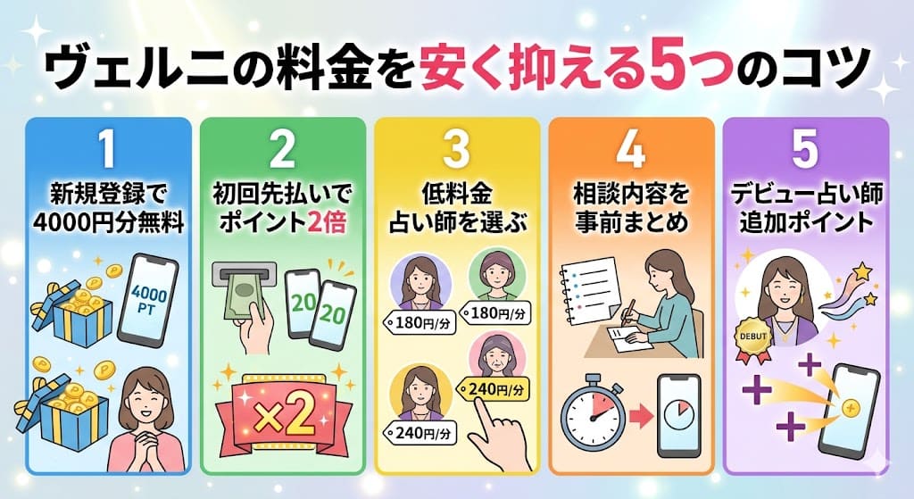 ヴェルニの料金を安く抑える5つのコツ