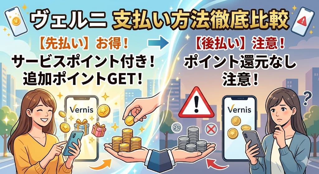 ヴェルニの支払い方法と先払い・後払いの違い